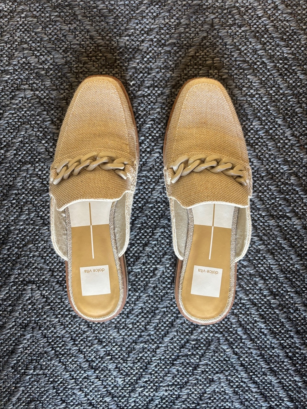 Dolce Vita Tan Woven Chain-Trim Mule Loafers